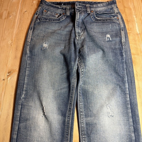 GS115 Jeans Mens 34x31 Blue Straight Leg Pockets Denim Medium Wash - Picture 2 of 7